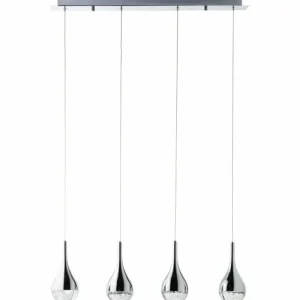 Luminaires Brilliant Suspension Brilliant FRIZZANTE LED Chrome, 4 lumières* Lampes En Verre