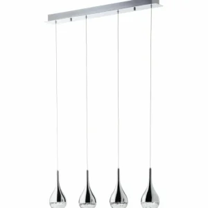 Luminaires Brilliant Suspension Brilliant FRIZZANTE LED Chrome, 4 lumières* Lampes En Verre