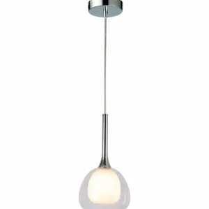 Luminaires Brilliant Suspension Brilliant Hadan Chrome, 1 lumière* Lampes En Verre