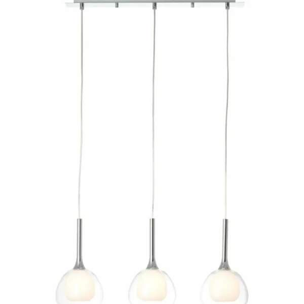 Luminaires Brilliant Suspension Brilliant Hadan Chrome, 3 lumières* Lampes En Verre