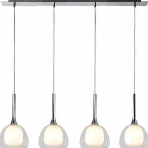 Luminaires Brilliant Suspension Brilliant Hadan Chrome, 4 lumières* Lampes En Verre