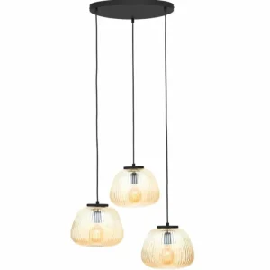 Luminaires Brilliant Suspension Brilliant Kaizen Noir, 3 lumières* Lampes En Verre