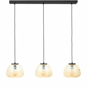 Luminaires Brilliant Suspension Brilliant Kaizen Noir, 3 lumières* Lampes En Verre