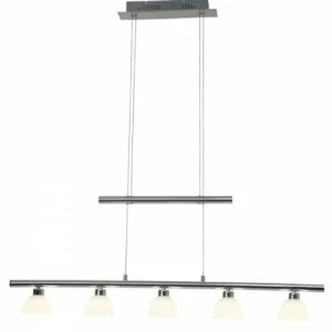 Luminaires Brilliant Suspension Brilliant Leuchten Tonja LED Chrome, 5 lumières* Lampes En Verre