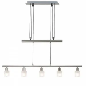 Luminaires Brilliant Suspension Brilliant Leuchten Lea Blanc, 5 lumières* Lampes En Verre