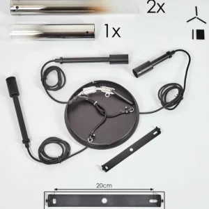hofstein Suspension Caimitte Clair, Fumé, 3 lumières* Lampes Modernes