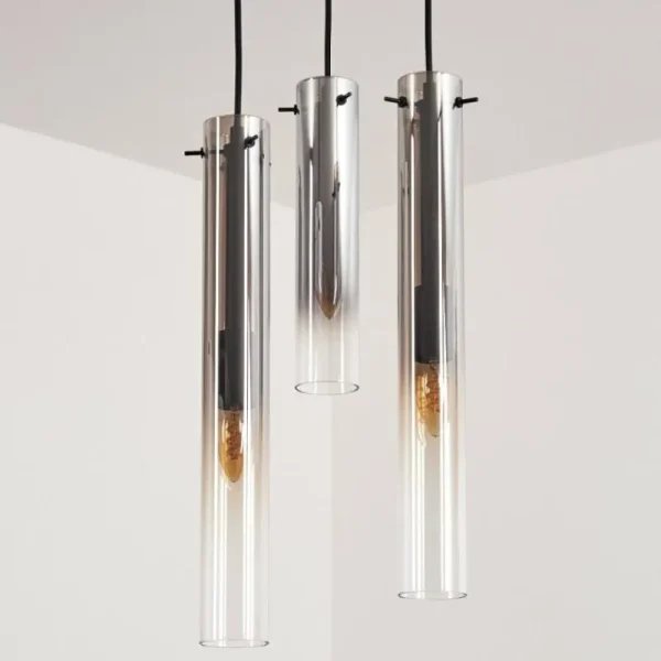 hofstein Suspension Caimitte Clair, Fumé, 3 lumières* Lampes Modernes