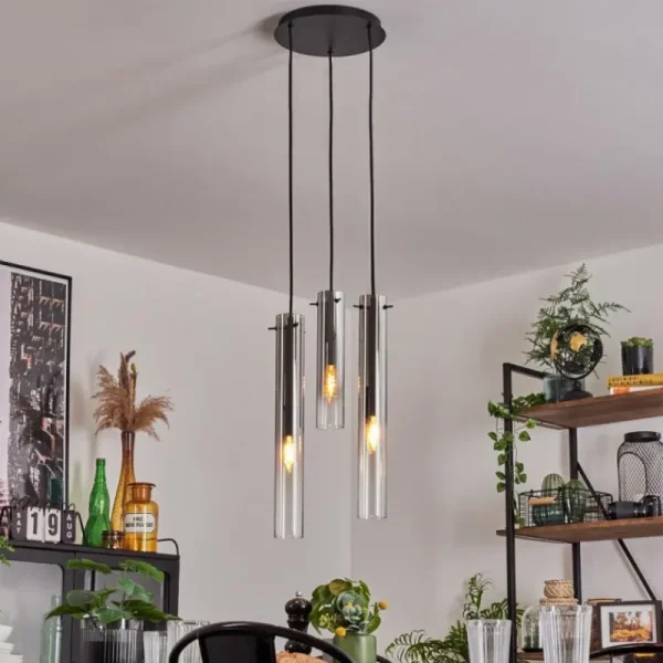 hofstein Suspension Caimitte Clair, Fumé, 3 lumières* Lampes Modernes