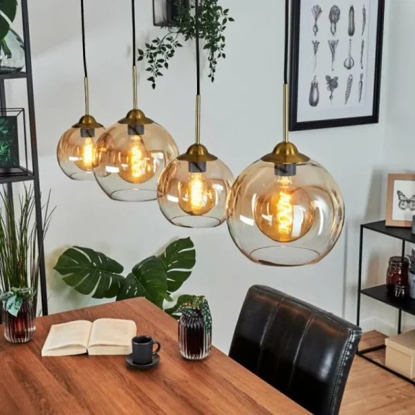 hofstein Suspension Calapa Laiton, 4 lumières* Lampes En Verre