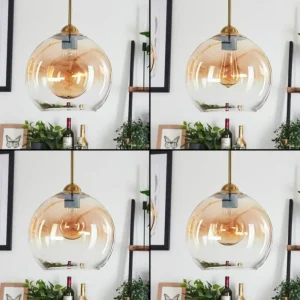hofstein Suspension Calapa Laiton, 4 lumières* Lampes En Verre
