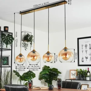 hofstein Suspension Calapa Laiton, 4 lumières* Lampes En Verre