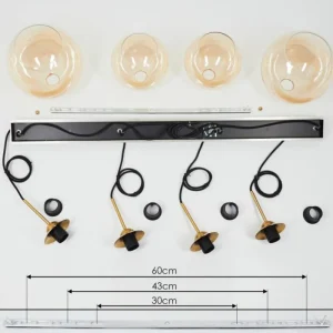 hofstein Suspension Calapa Laiton, 4 lumières* Lampes En Verre