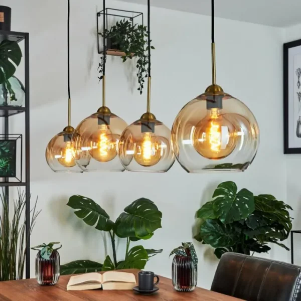 hofstein Suspension Calapa Laiton, 4 lumières* Lampes En Verre