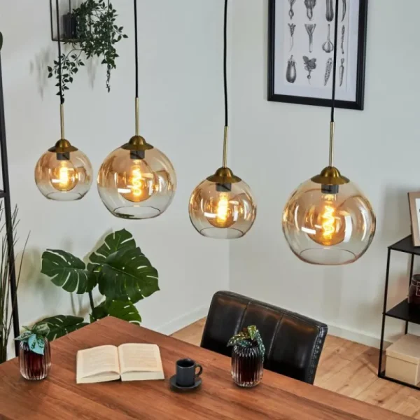hofstein Suspension Calapa Laiton, 4 lumières* Lampes En Verre