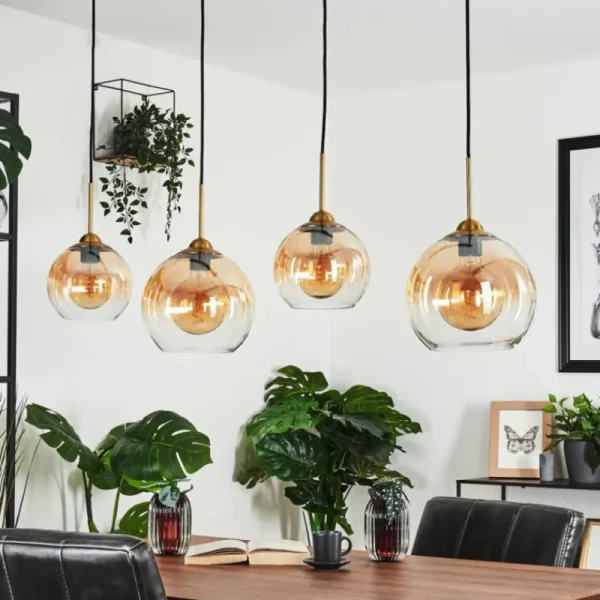 hofstein Suspension Calapa Laiton, 4 lumières* Lampes En Verre