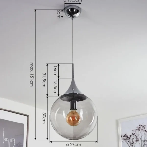 hofstein Suspension Calvisi Chrome, 1 lumière* Lampes Modernes