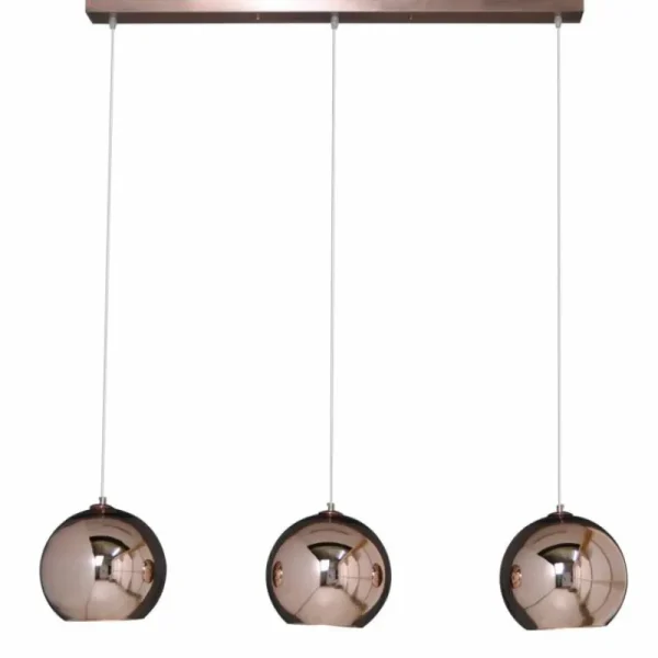 hofstein Suspension Cattenscop Cuivre, 3 lumières* Lampes En Verre