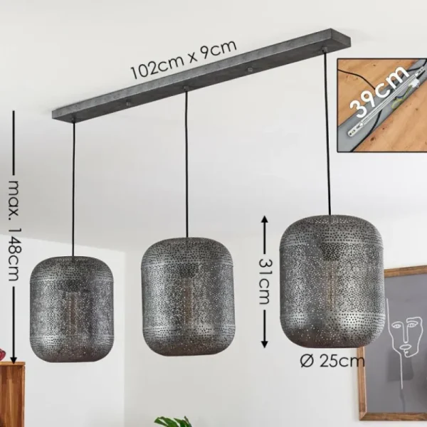 hofstein Suspension Chidu Gris, 3 lumières* Lampes Modernes