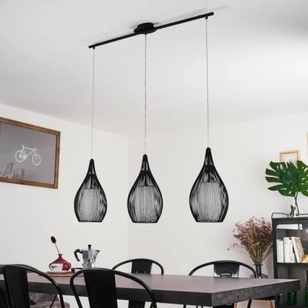 hofstein Suspension Chipoc Noir, 3 lumières* Lampes En Verre