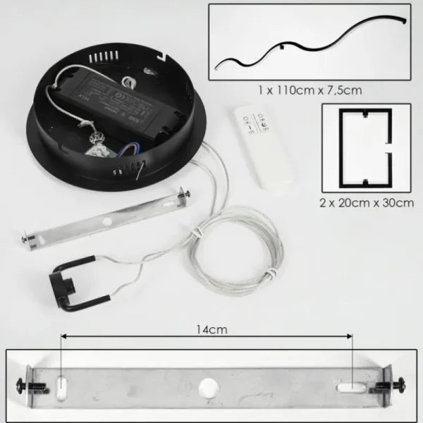 hofstein Suspension Chlak LED Noir, 3 lumières, Télécommandes* Lampes Modernes