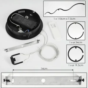 hofstein Suspension Chlak LED Noir, 3 lumières, Télécommandes* Lampes Modernes