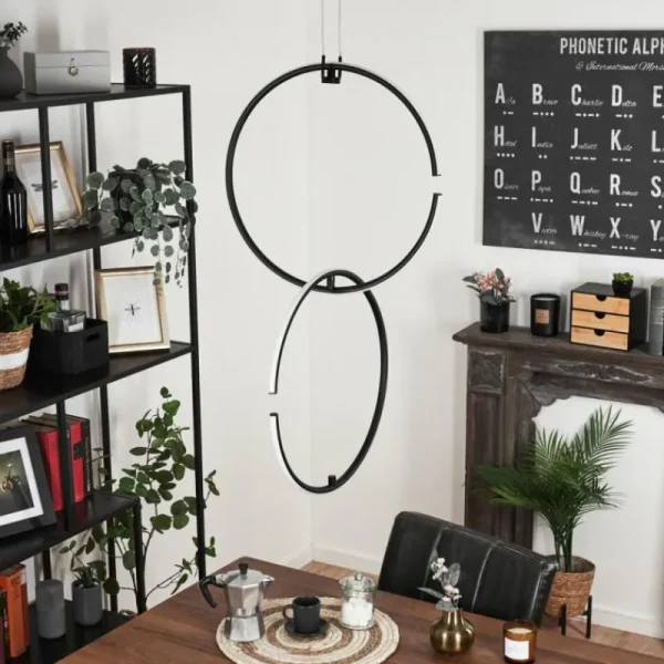 hofstein Suspension Chlak LED Noir, 2 lumières, Télécommandes* Lampes Modernes