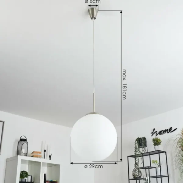 hofstein Suspension Cochuna Nickel mat, 1 lumière* Lampes En Verre