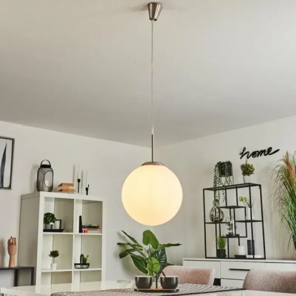 hofstein Suspension Cochuna Nickel mat, 1 lumière* Lampes En Verre