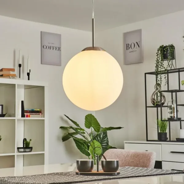 hofstein Suspension Cochuna Nickel mat, 1 lumière* Lampes En Verre