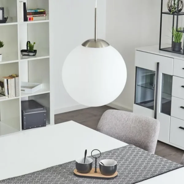 hofstein Suspension Cochuna Nickel mat, 1 lumière* Lampes En Verre