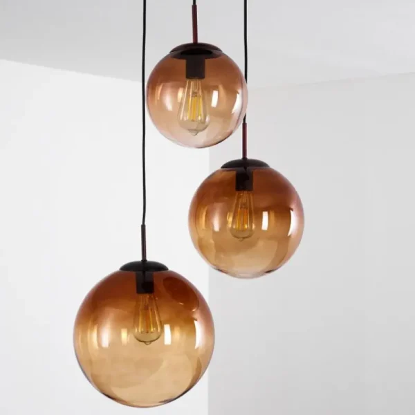 hofstein Suspension Degevos Brun, 3 lumières* Lampes En Verre
