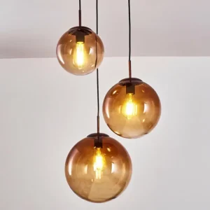 hofstein Suspension Degevos Brun, 3 lumières* Lampes En Verre