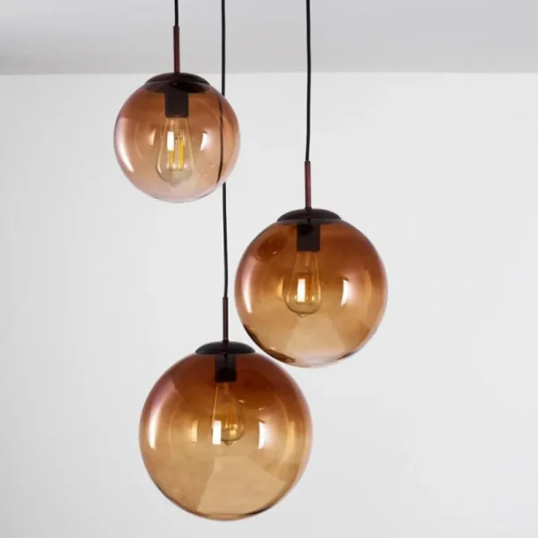 hofstein Suspension Degevos Brun, 3 lumières* Lampes En Verre