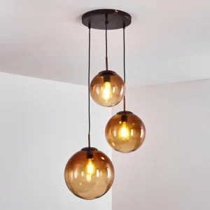 hofstein Suspension Degevos Brun, 3 lumières* Lampes En Verre