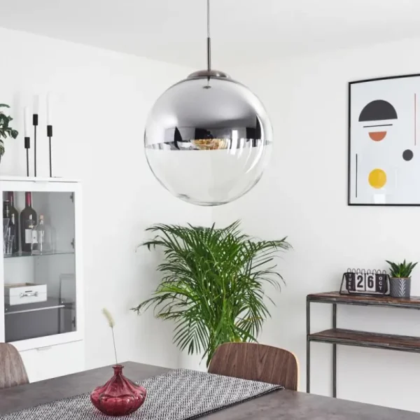 hofstein Suspension Degevos Nickel mat, 1 lumière* Lampes En Verre