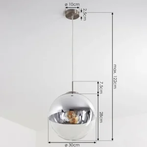 hofstein Suspension Degevos Nickel mat, 1 lumière* Lampes En Verre