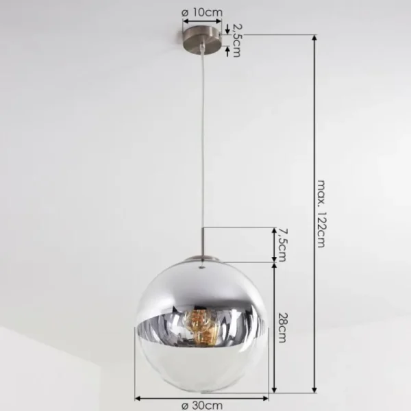 hofstein Suspension Degevos Nickel mat, 1 lumière* Lampes En Verre