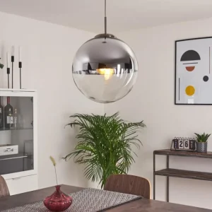 hofstein Suspension Degevos Nickel mat, 1 lumière* Lampes En Verre