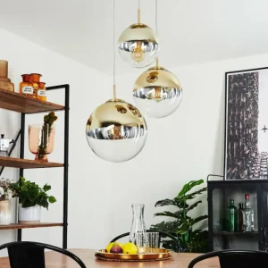 hofstein Suspension Degevos Or, 3 lumières* Lampes En Verre