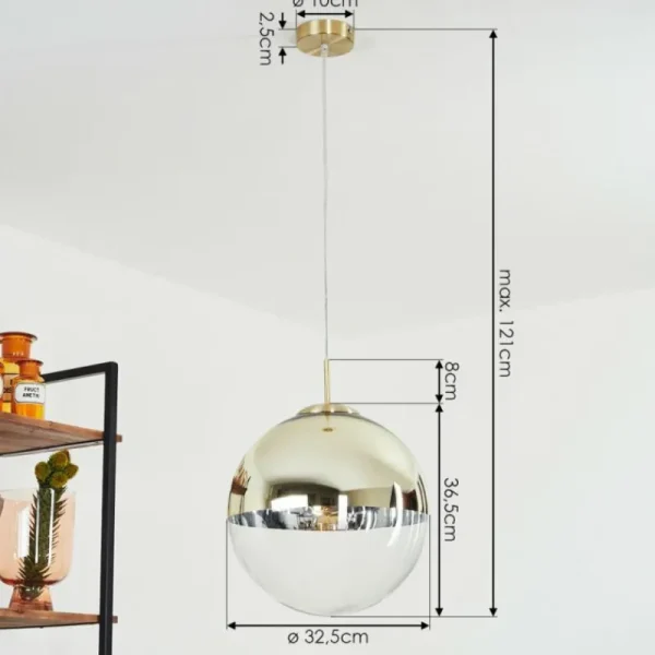 hofstein Suspension Degevos Or, 1 lumière* Lampes En Verre
