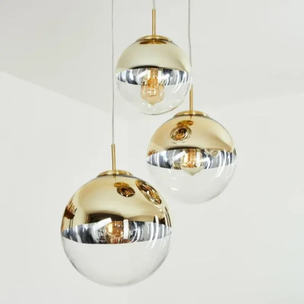 hofstein Suspension Degevos Or, 3 lumières* Lampes En Verre