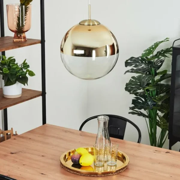 hofstein Suspension Degevos Or, 1 lumière* Lampes En Verre