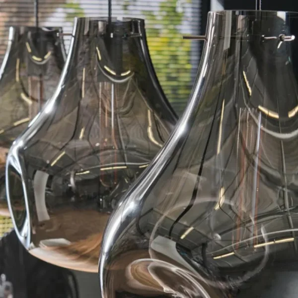 hofstein Suspension Dent Anthracite, 3 lumières* Lampes En Verre