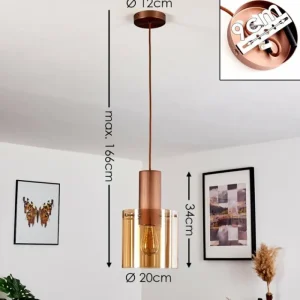 hofstein Suspension Dodoma Cuivre, 1 lumière* Lampes En Verre