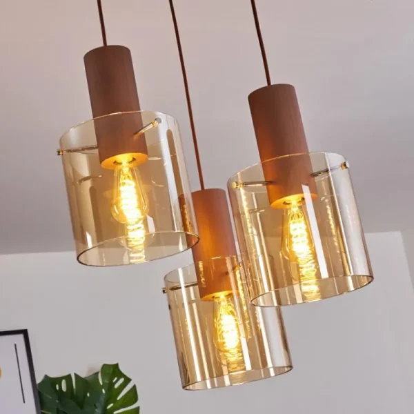 hofstein Suspension Dodoma Cuivre, 3 lumières* Lampes En Verre