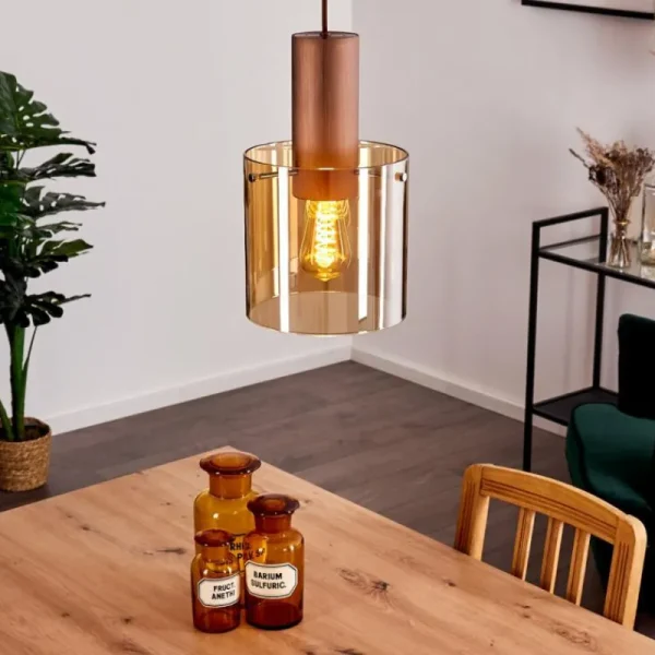 hofstein Suspension Dodoma Cuivre, 1 lumière* Lampes En Verre