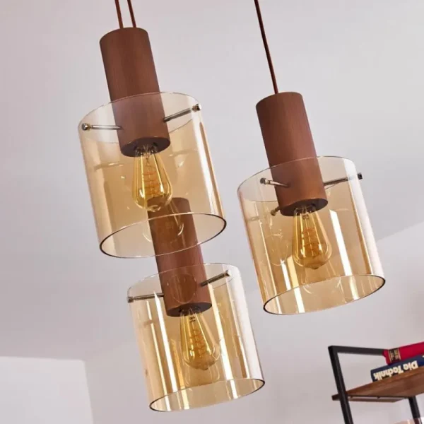 hofstein Suspension Dodoma Cuivre, 3 lumières* Lampes En Verre