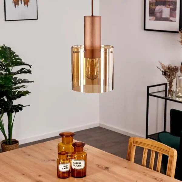 hofstein Suspension Dodoma Cuivre, 1 lumière* Lampes En Verre