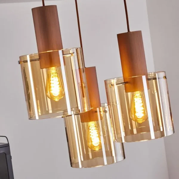 hofstein Suspension Dodoma Cuivre, 3 lumières* Lampes En Verre