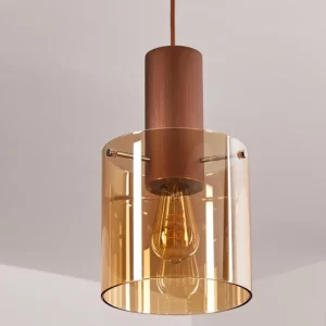 hofstein Suspension Dodoma Cuivre, 1 lumière* Lampes En Verre